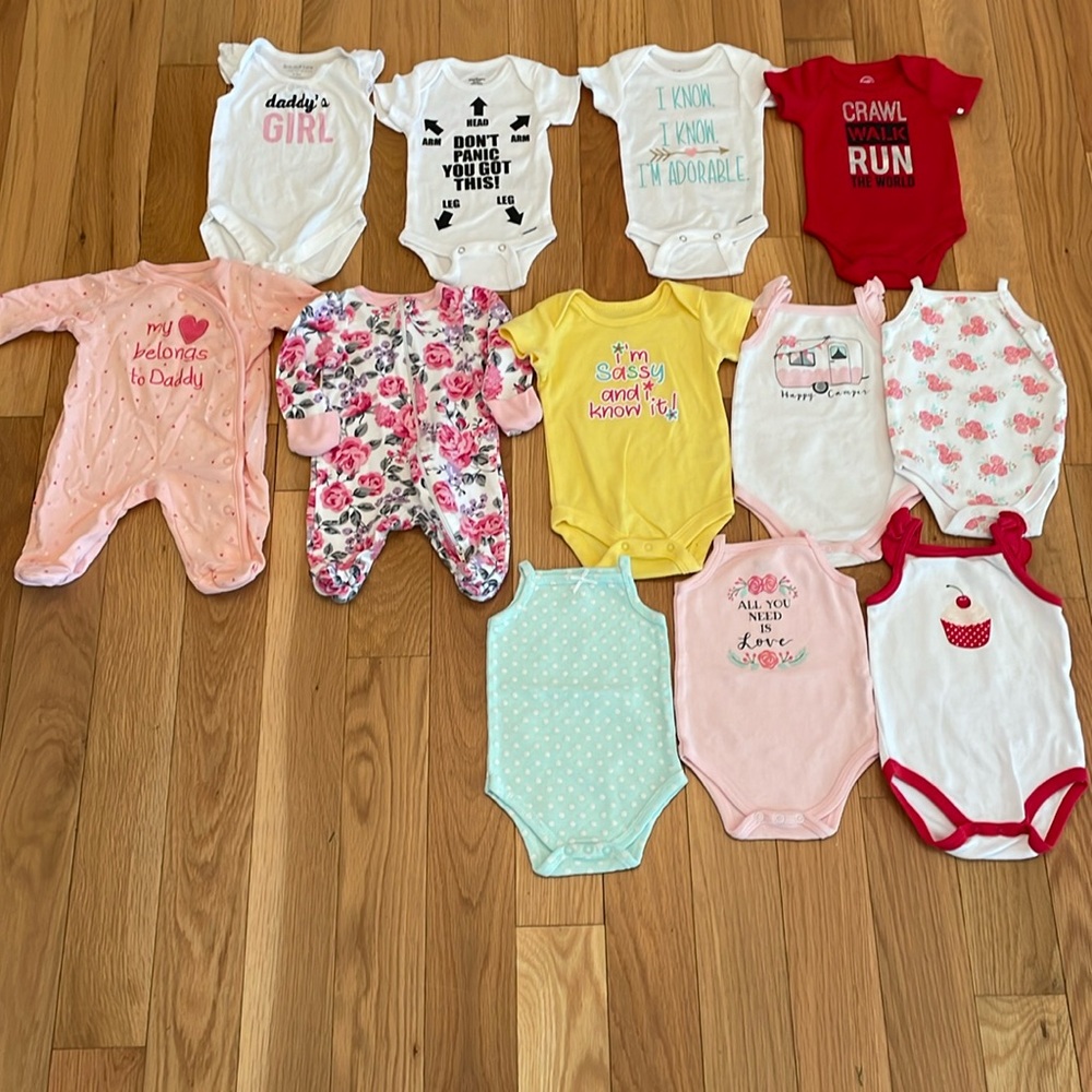 Infant Bundle 12 pieces clothing Sizes Newborn/ 0-3 months
